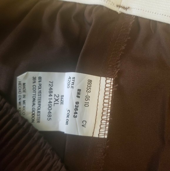 CHEROKEE ELASTIC WAISTBAND 2XL CHOCOLATE SCRUB/UNIFORM PANTS W/TAGS (STYLE 4200) - Picture 4 of 16